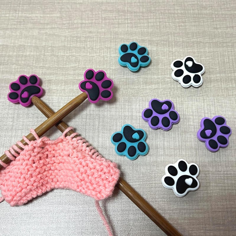 spansee 8 PCS Dog Paw Knitting Needle Stoppers, Knitting Needle Point Protectors, Knitting Needle Caps, Knitting Tools, Knitting Accessories, Knitting Supplies fit Size 2-13 (2.75mm-9mm) Needles - Image 3